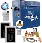 SteamSpa Executive 7.5 KW QuickStart ACU-Steam Bath Generator Package with Built-in Auto Drain in Polished Chrome | Steam Generator Kit with Dual Control Panel Steamhead 240V | EXT750CH-A