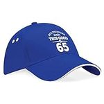 65th Birthday Baseball Cap Hat Gift Idea Present 65 keepsake for Women Men (Royal Blue)