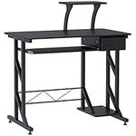 HOMCOM Computer Desk with Keyboard Tray, Writing Desk with Drawer, Workstation for Home Office, Black (35.4" Lx19.7 Wx37.4 H)