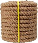 Twisted Manila Rope Jute Rope (1 in x 50 ft) Natural Thick Hemp Rope for Docks, Railings, Hammock, Decorating