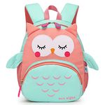 Tokeya Kids Backpack Girls Boys, Toddler School Bags Kindergarten Schoolbag Children Casual Daypack Nursery Rucksack Waterproof Lightweight Cartoon Bookbag for Age 2-6 Preschool, Pink/Green Owl