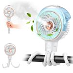 Misting Baby Stroller Fan, 100ml Portable Misting Fan for Stroller, Outdoor Clip On Fan for Baby Detachable Tripod, Handheld Fan, Desk Fan, Cooling fan for Crib, Treadmill, Car Seat, Travel, Work