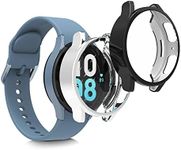kwmobile Case Compatible with Samsung Galaxy Watch 5 (44mm) Case - 2X TPU Silicone Fitness Tracker Cover - Black/Silver