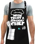 LINEN CLOSET® Adjustable Bbq Aprons for Men Women Funny Rude Chef Aprons Christmas Grilling Gifts for Dad Son Father Husband with 2 Pockets-Skinny Chef Apron