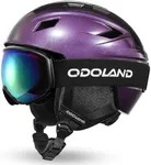 Odoland Ski Helmet and Goggles Set, Snowboard Helmet Glasses for Men, Women & Youth - Shockproof/Windproof Gear for Skiing, Snowboarding, Snowmobile Starry Purple,S