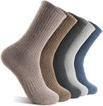 MOGGEI Womens Merino Wool Socks for Hiking Winter Warm Thick Thermal Crew Cozy Cabin Ladies Gift Comfy Boot Work Socks 5 Pairs(Assorted N(5 Pairs))
