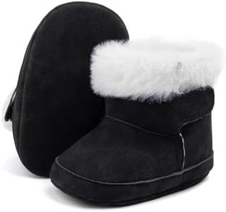 Zoolar Infant Unisex Warm Fur Lining Soft Boots Baby Winter Ankle Non-Slip Rubber Texture Sole Toddler Winter Snow Crib Shoes