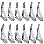 Tablecloth Clips,12 PCS Stainless Steel Triangular Tablecloth Clips for Indoor Tables Picnic Tables Outdoor Table Cloth Holders,Suitable for 0.59-1.77 Inchs Thick Tables,Sliver