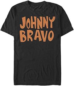 Warner Bros. Mens Johnny Bravo Logo Men's Tops Short Sleeve Tee Shirt, Black, 3X-Large Big Tall