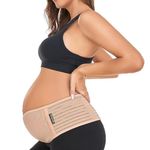 ChongErfei Pregnancy Belly Band Maternity Belt Back Support Abdominal Binder Back Brace - Relieve Back, Pelvic, Hip Pain for Pregnancy Recovery (Beige, XL)