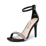 Dream Pairs Women's Karrie High Stiletto Pump Heeled Sandals, Black Rhinestone, 8