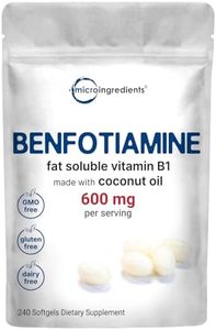 Micro Ingredients Vitamin B1 Benfotiamine 600mg Per Serving, 240 Coconut Oil Softgels | Bioavailable B Vitamins Supplement, Converted to Active Thiamine | Non-GMO, Soy Free