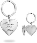 PHOCKSIN Locket keychain Cute Heart Locket that holds Pictures Photo Picture Keychain Gifts for Men Women Girls Lockets, Silver, Small