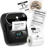 Phomemo M110 Bluetooth Thermal Label Printer, Upgraded Label Maker Machine for Phone and Windows/Mac(USB), Label Maker for Clothing, Jewellery, Retail, Address, Barcode, With 1 Labelroll