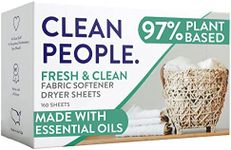 Clean People All Natural Fabric Softener Dryer Sheets - Fresh Scent 2 Pack (2 x 80 Sheets)