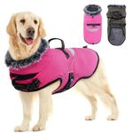 LIANZIMAU Dog Coats Waterproof Warm Coats Jackets for Dog Fleece Coat Waterproof Reflective Dog Hiking Coat with Harness Hole Windproof Adjustable Dog Clothes for Small Medium Large Pet