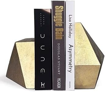 Ambipolar Decorative Gold Cast Iron Bookends, Home Decorative Bookends for Heavy Books, Abstract Bookends for Bookshelves, Office Desk, Living Room Decor