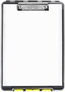 Dexas Clearview Clipcase Clipboard, 13.75 x 9.5 in, Gray/Yellow. See Papers Clearly Outdoors, Stay Organized and Dry. Ideal for Coaching, Teaching, homeschooling, Art, Trades, and Medical pros.