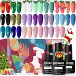 JODSONE 23 PCS Gel Nail Polish Set with Base Glossy and Matte Top Coat Multicolored Gel Nail Long Lasting Suitable for All Seasons…