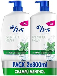 H&S Menthol Fresh Champú Anticaspa 2X800ml Con Dispensador, Para Uso Diario. Hasta 100% De Protección Anticaspa, Clínicamente Probado. Para Todo Tipo De Pelo Y Cuero Cabelludo. Frescor, Aroma A Mentol