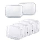 BEFORYOU 6 Pack Clear Toiletry Carry Pouch with Zipper Portable Plastic Waterproof Cosmetic Bag TSA Approved for Vacation Travel Bathroom and Organizing, White, Small, Stylish