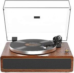 Turntable Record Player with Built-in Speakers, Vinyl Record Player Support Bluetooth Playback Auto Stop 33&45 RPM Speed RCA Line Out AUX in All-in-one Belt-Drive Turntable for Vinyl Records