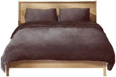 Dreamz Winter Flannel Bed Quilt Cover Bedding Set with Pillowcase, Double Size, Mink