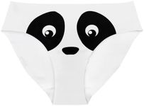 Amzprint Women's Comfortable Breathable High Waist Thin Women’s Briefs Seamless Polyester Underpants, Funny China Panda Bear Black White Cartoon, Small