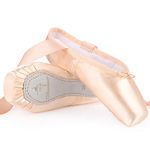 Ballet Pointe Shoes Soft Shank Satin Dance Shoes with Silicone Toe Pads and Sewn Ribbon for Girls Women 2.5 UK (35 EU) Pink