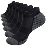 TANSTC Men's Women's Socks 9-11 6-8 35-38 47-10 6 Pairs Sports Cotton Breathable Short Socks Low Socks Men Non-Slip for Sneakers, Suitable for Work, Leisure, Black, 43-46