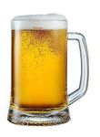 VILON Italian premium Glass Beer Mugs with Handle | Crystal Clear Glass Beer Mug | 400ml, Set of 2