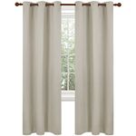 Deconovo Blackout Room Darkening Thermal Insulated Curtains, Energy Efficient & Noise Reducing Grommet Window Drapes for Bedroom, Living Room, Nuresrey, Kids Room, 42x63 Inch, 2 Panels, Light Beige