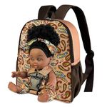 Nice2you Black Baby Doll in Take Along Backpack Carrier, 10in American African Girl Doll for Toddlers and Kids Aged 1-3 2 4 5 Year Old, Backpack for Baby Doll Accessories Storage