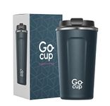 GoCup Stainless Steel Travel Mug, Coffee Cup for Hot and Cold Drinks, 510ml, UK Brand, Reusable, Insulated and Leakproof, Perfect for Camping or Traveling, 17oz, Blue