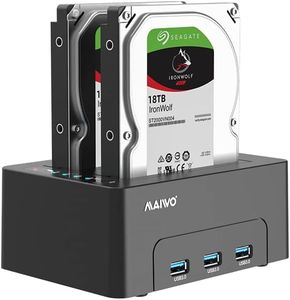 MAIWO Dual Bay Hard Drive Docking Station with Offline Clone for 2.5 3.5 Inch SATA HDD SSD, 3X USB 3.0 Hub Extension, 44TB Capacity, External Hard Drive Duplicator Cloner