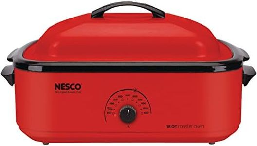 NESCO 4818-12, Classic Roaster Oven with Porcelain Cookwell, Red, 18 quart, 1425 watts