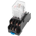 sourcingmap HH53P-L AC 220V/240V Coil 11 Pins 35mm DIN Rail Power Relay W Socket