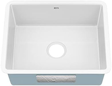 Kraus KE1US21GWH Pintura 21-inch Undermount Porcelain Enameled Steel Single Bowl Kitchen Sink, White Square