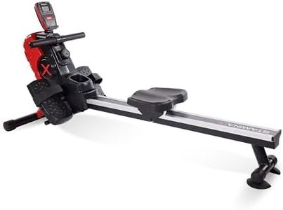 Stamina X Magnetic Rower 1102 - Rower Machine with Smart Workout App - Rowing Machine with Magnetic Resistance for Home Gym Fitness - Up to 250 lbs Weight Capacity - Black/Red