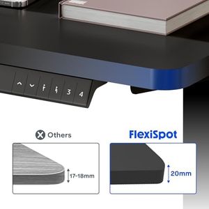 FLEXISPOT Electric Standing Desk 160x80cm – Height Adjustable, Silver Frame, Black Top