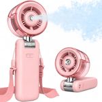Sevenaire S42 Portable Hand Fan with Mist, Hand fan for summer, High Speed & LED Display - Personal Fans Portable Rechargeable, 16000 RPM Turbo Mini Fan for Travel, Outdoor, Home, Office (Peach)