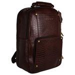 HYATT Leather Accessories 18 Inch Leather Laptop Backpacks Bag for men and women (BROWN-ANTIC)