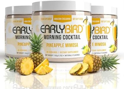 EarlyBird Energy Drink Powder, Morning Cocktail Pineapple Mimosa, Zero Sugar Electrolytes with Amino Acids, Electrolytes Powder & Caffeine Drink Mix for Morning Energy, Focus & Hydration, 45 Servings