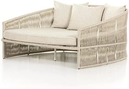 LOCCUS Outdoor Patio Rope Daybed/Round Sofa/Sunbade/Swimming Pool Side/Round Lounger/Sun Lounger/Garden/Terrace/Balcony/Rattan/Rope Furniture Daybed Set.(Beige)