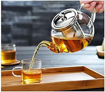 Glass Teapot with Infuser, Teapot with Strainer for Loose Tea, Tea Kettle for Stovetop, 1000ML Tea Pot Can Be Used with Teapot Warmer, 304 Stainless Steel Filter (1000ml/35oz)