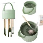 MHWL 3-in-1 Makeup Brush Cleaner Bowl - All-in-One Silicone Washing, Drying & Organizing System, Portable, Green (green)