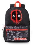 Marvel Deadpool Boys Backpack | Black & Red Rucksack with Adjustable Straps | Superhero Practical & Organised Luggage Sports School Bag For Kids | Movie Series Merchandise Gift