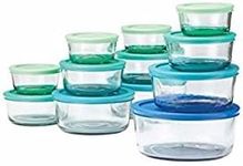 Anchor 10613AHG17 Hocking Company Food Storage Set 24PC, Container is Clear, lids are Either Green or Blue