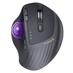 ProtoArc Wireless Trackball Mouse, EM01 NL Ergonomic Bluetooth Rollerball Thumb Mouse Rechargeable Computer Laptop Mouse, Adjustable Angle & 3 Device Connection for PC, Mac, Windows (Purple Ball)