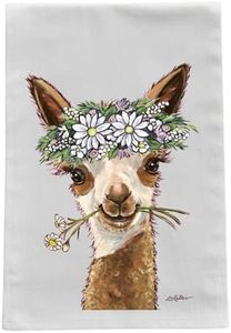 Alpaca Tea Towel - Daisy Flower Crown Alpaca Flour Sack Towel - Alpaca Kitchen Towel - Alpaca Lover Gifts - Alpaca gifts for mom - Handmade - Farmhouse Kitchen Decor